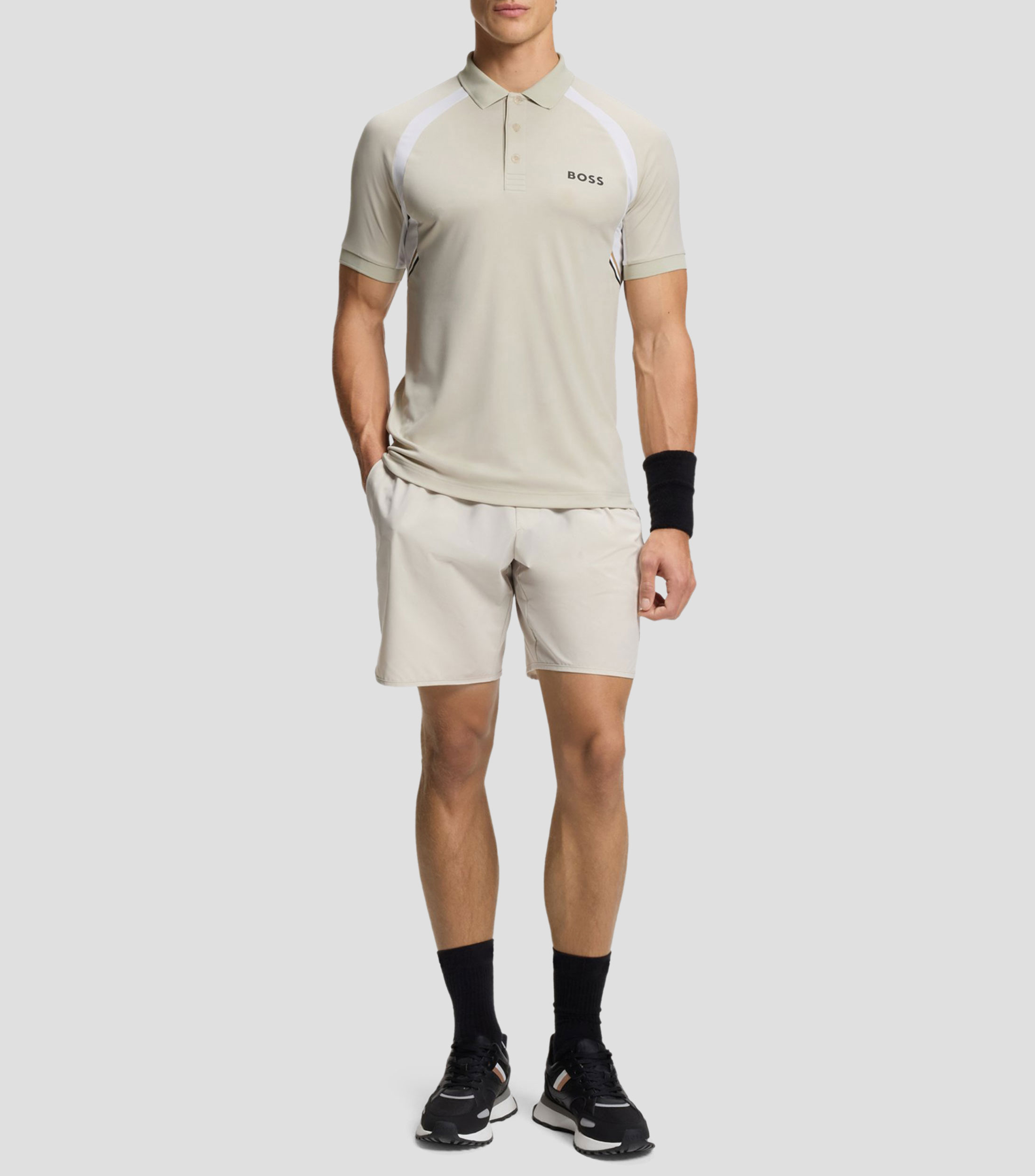 Polo slim en tejido elástico de secado rápido Hombre